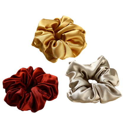 Roserel Mulberry Golden Jewel Scrunchie Pack of 3