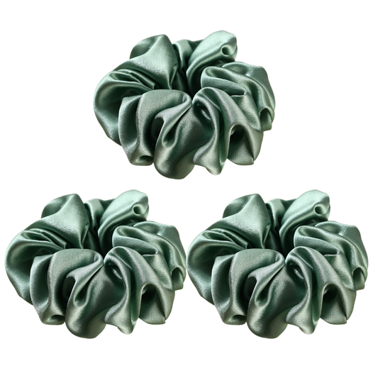 Roserel Mulberry Green Emerald Scrunchie Pack of 3